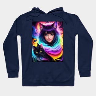 Furry Anime Girl and Cat Hoodie